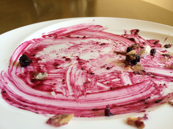 Homemade blueberry sauce on a plate